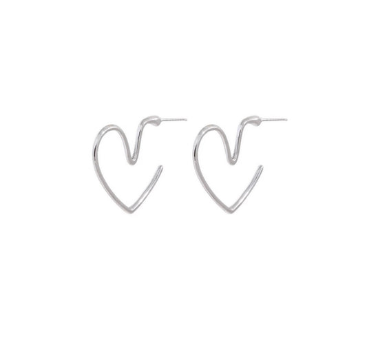 Small Silver Heart Hoop Earrings