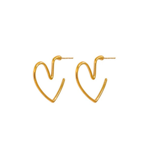 Small Gold Heart Hoop Earrings