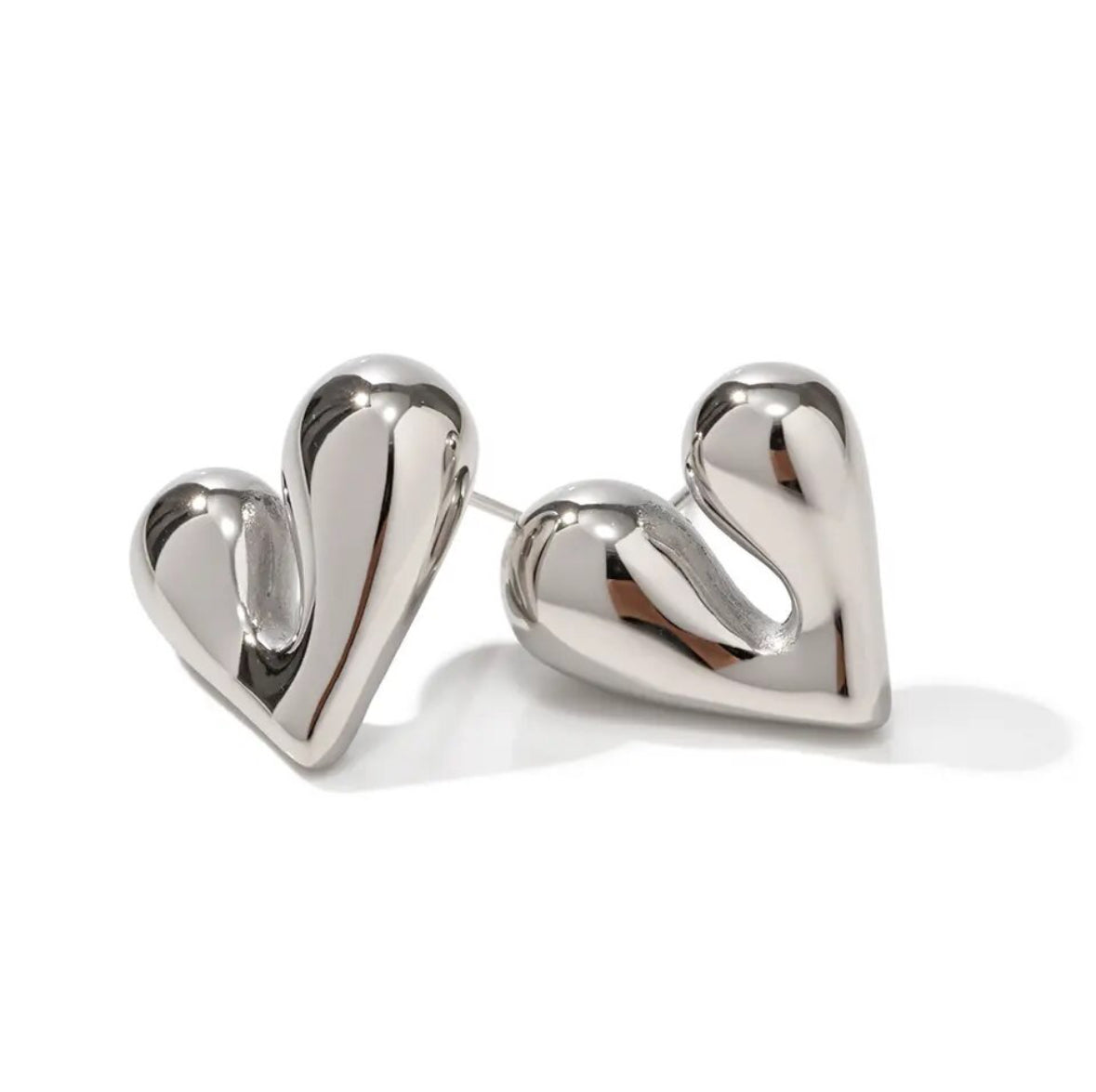 Fall in Love Silver Heart Earrings