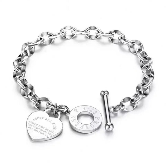Proverbs Silver Chain Bracelet