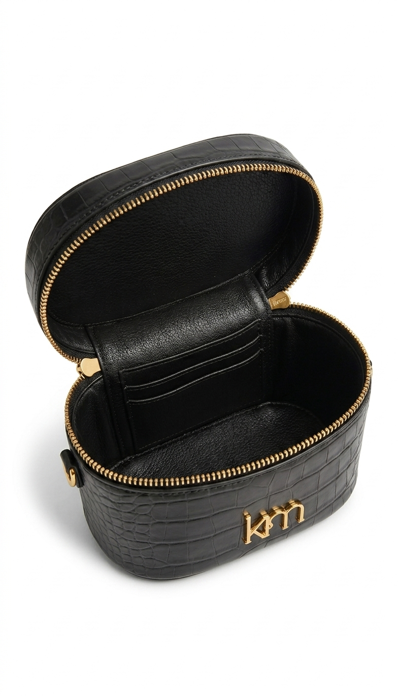 DROP DATE: 4/17 @12PM EST | Mini Vanity Bag - Black Croc Gold