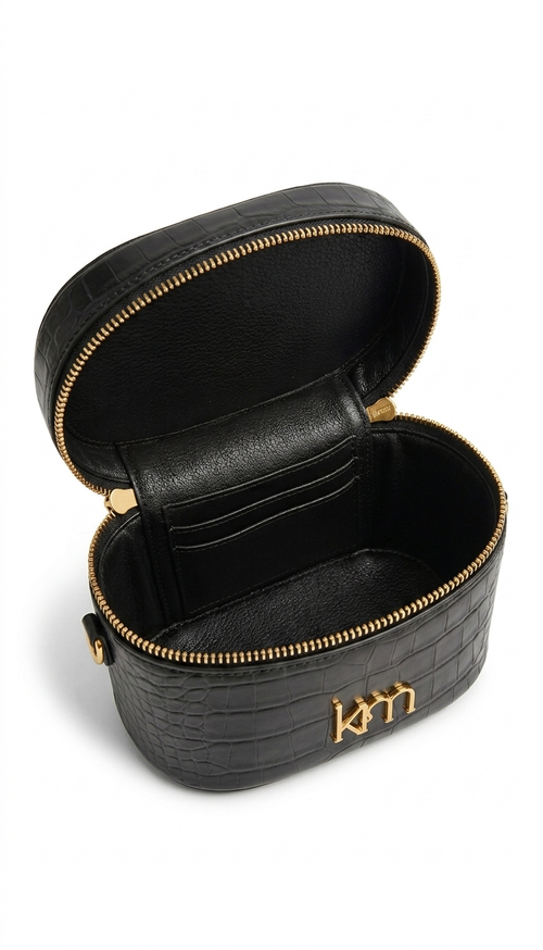 Mini Vanity Bag - Black Croc Gold – Khloe Modhouse