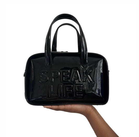 Speak Life Bowler Bag | Black Onyx Patent